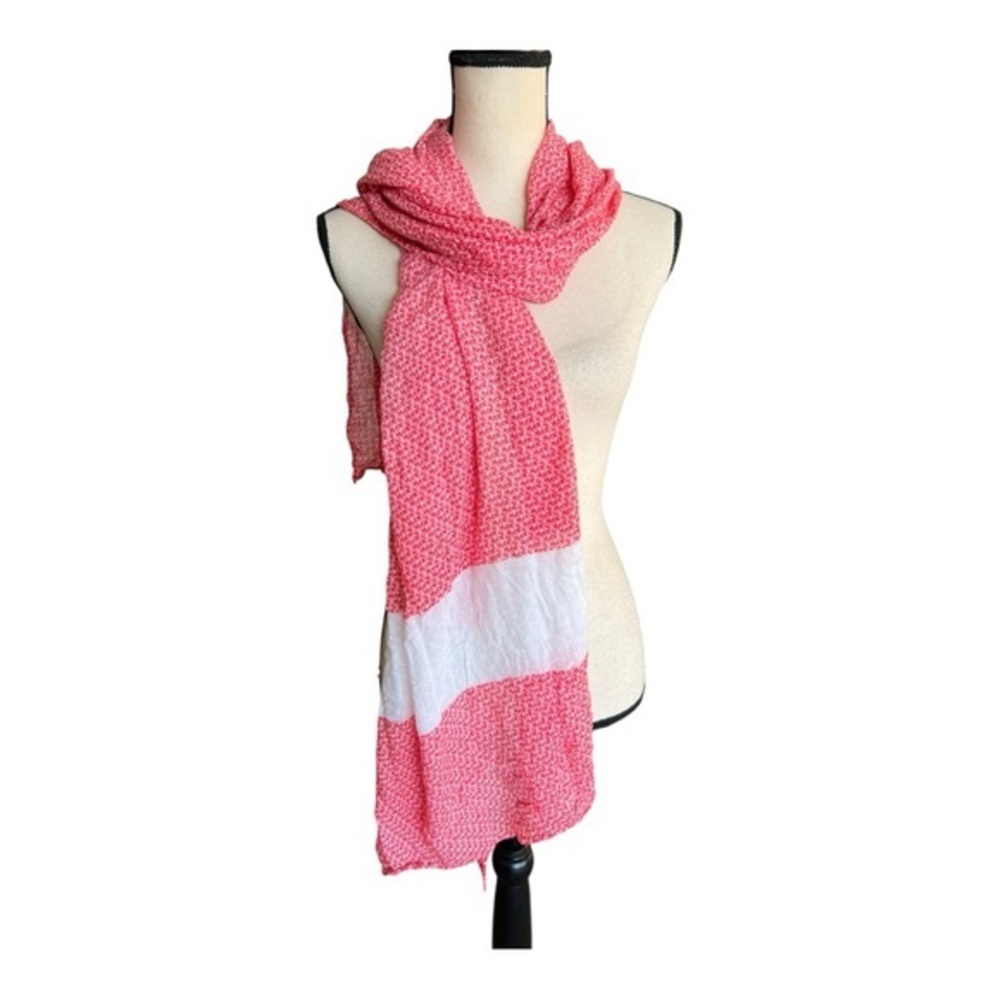 Michael Kors Pink and White Infinity Scarf Size L